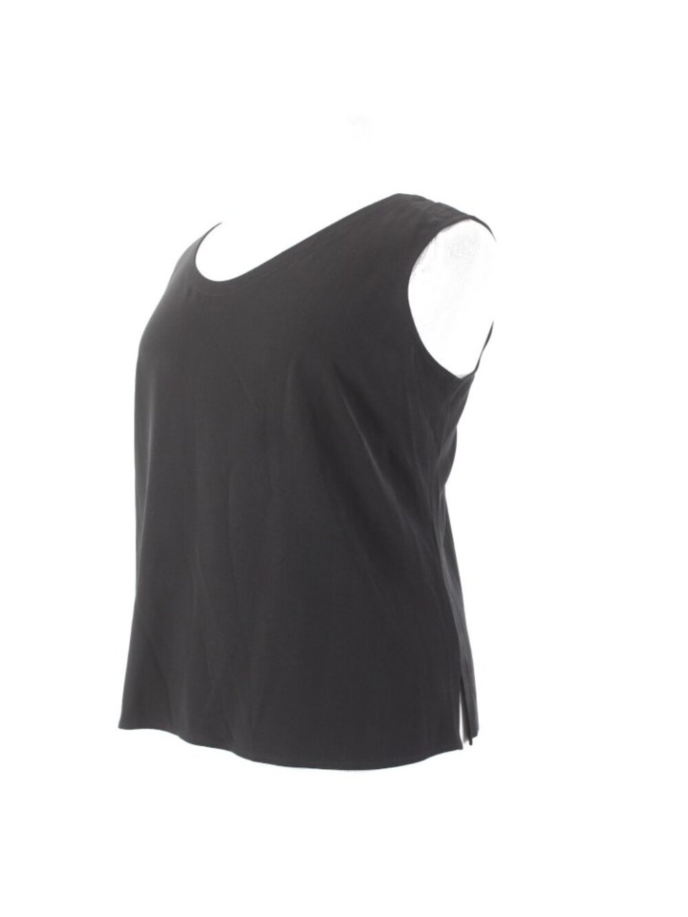 Eileen Fisher Top $138 Sz 2X Black Rounded Shell 100% Silk Top - Picture 2 of 11